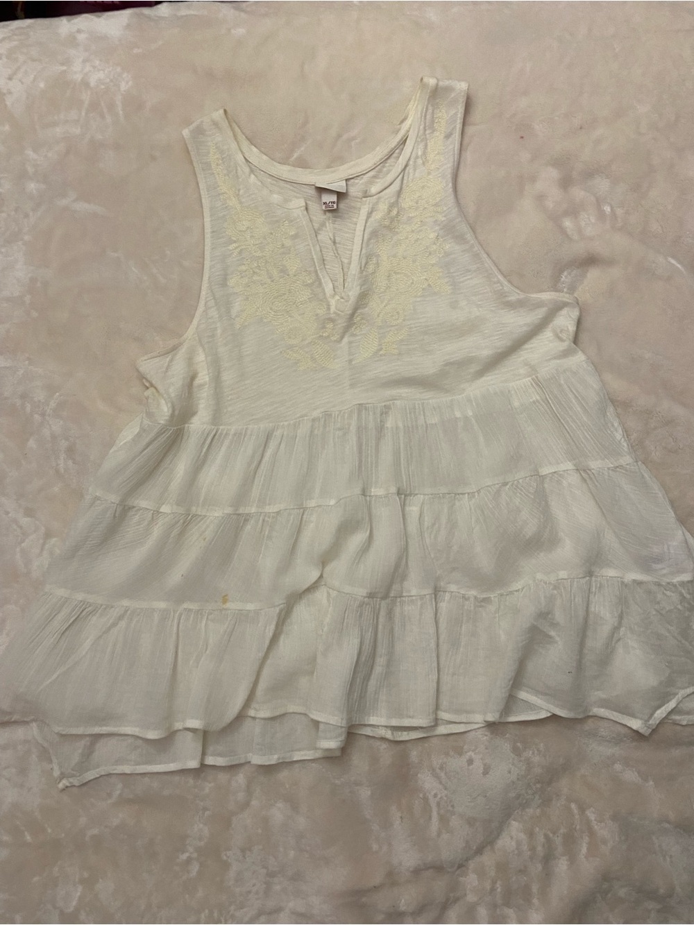 Merona Cream Tiered Embroidered Sleeveless Tank